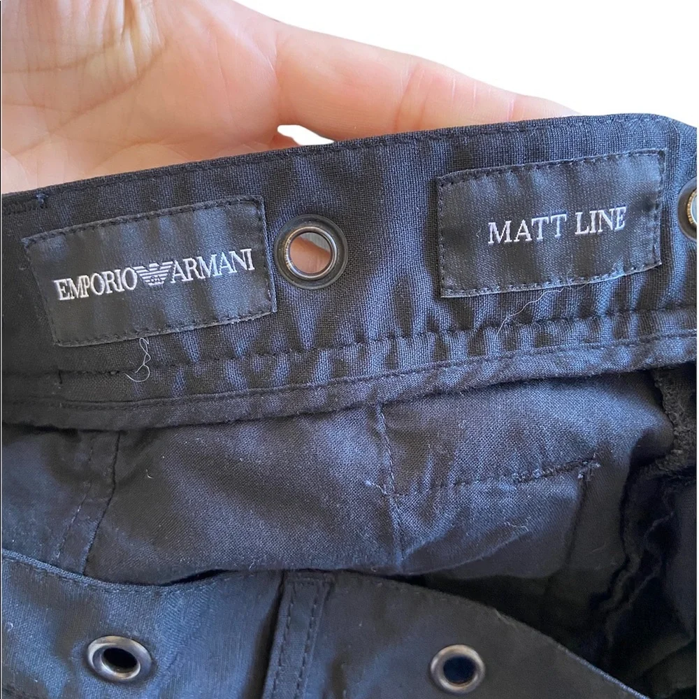 Emporio Armani Matt Line Wool Pants Black